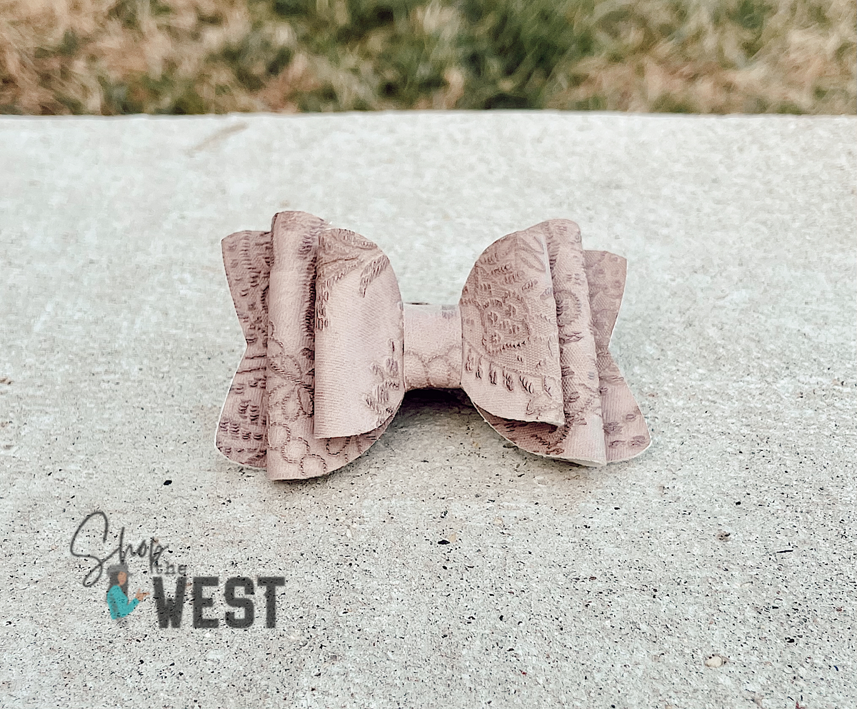 Mauve Leather Bow